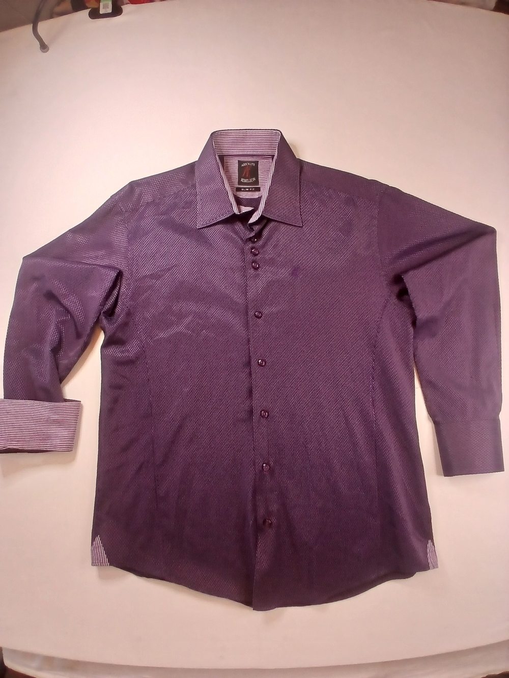 Absolute Rebellion Mens Purple Long-Sleeve Dress Shirt - Point Collar
